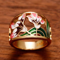 Gold Plated Copper Enamel Pattern Ring Hip Hop Ethnic Style Fashion Finger Jewelry view 2