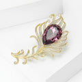 Copper Zircon Feather Brooch For Elegant Apparel Decoration view 3