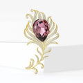 Copper Zircon Feather Brooch For Elegant Apparel Decoration view 2