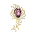 Copper Zircon Feather Brooch For Elegant Apparel Decoration view 1
