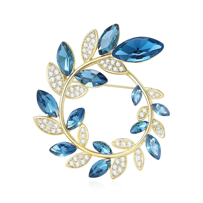 Metal Alloy Olive Branch Wreath Brooch Pin For Suits And Coats