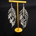 Elegant Silver Alloy Long Leaf Tassel Spiral Hollow Geometric Statement Dangle Drop Earrings view 3