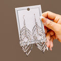 Elegant Silver Alloy Long Leaf Tassel Spiral Hollow Geometric Statement Dangle Drop Earrings view 1