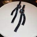 Copper Zircon Knot Long Drop Earrings, Geometric Fashion Design For Women view 4