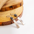 Elegant Vintage Black Pearl And Mother Of Pearl Shell Rectangular Drop Dangle Women's Fashion Earrings view 2