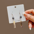 Elegant Vintage Black Pearl And Mother Of Pearl Shell Rectangular Drop Dangle Women's Fashion Earrings view 1