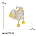 Vintage Alloy Mother Of Pearl Double Butterfly Brooch For Clothing view 5