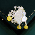 Vintage Alloy Mother Of Pearl Double Butterfly Brooch For Clothing view 1