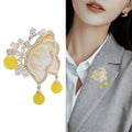 Vintage Alloy Mother Of Pearl Double Butterfly Brooch For Clothing view 3