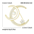 Zircon Alloy Pearl Double Moon Brooch Pendant For Clothing Accessories view 5