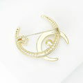 Zircon Alloy Pearl Double Moon Brooch Pendant For Clothing Accessories view 4