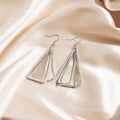 Elegant Korean Geometric Triangle Alloy Rhinestone Multi Layer Champagne Long Drop Hook Earrings view 1