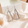 Elegant Korean Geometric Triangle Alloy Rhinestone Multi Layer Champagne Long Drop Hook Earrings view 2
