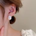French Style Alloy Pearl Geometric Stud Earrings Minimalist Mermaid Bead Design view 4