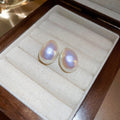 French Style Alloy Pearl Geometric Stud Earrings Minimalist Mermaid Bead Design view 3