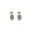 Elegant Korean Luxury Silver Needle Heart Zircon Rhinestone Tassel Drop Stud Women's Fashion Earrings view 5