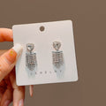 Elegant Korean Luxury Silver Needle Heart Zircon Rhinestone Tassel Drop Stud Women's Fashion Earrings view 1