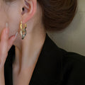 Real Gold Plated Copper Chain Geometric Round Ear Cuff Earrings For Women view 3