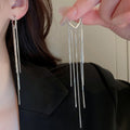 Gold Plated Copper Teardrop Long Tassel Drop Earrings Elegant Fashion Design view 4