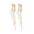 Gold Plated Copper Teardrop Long Tassel Drop Earrings Elegant Fashion Design view 5