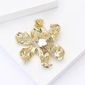 Copper Zircon Flower Brooch Pin For Dress And Cardigan Decoration view 4