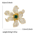 Copper Zircon Flower Brooch Pin For Dress And Cardigan Decoration view 5