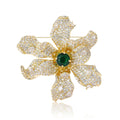 Copper Zircon Flower Brooch Pin For Dress And Cardigan Decoration view 1