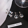 Cute Silver Alloy Zircon Moonstone Crescent Moon Star Astronaut Stud Drop Women's Fashion Earrings view 2