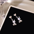 Cute Silver Alloy Zircon Moonstone Crescent Moon Star Astronaut Stud Drop Women's Fashion Earrings view 3