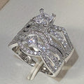 Full Pave Eight Hearts Eight Arrows Zircon Ring Set, European Party Engagement Rings view 4