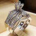 Full Pave Eight Hearts Eight Arrows Zircon Ring Set, European Party Engagement Rings view 1