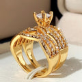Full Pave Eight Hearts Eight Arrows Zircon Ring Set, European Party Engagement Rings view 2