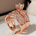 Full Pave Eight Hearts Eight Arrows Zircon Ring Set, European Party Engagement Rings view 6