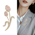 Copper Zircon Tulip Brooch Pin For Elegant Clothing Accessories view 3