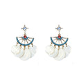 Korean Shell Round Disc Geometric Stud Earrings With Silver Pins French Vintage Style view 5
