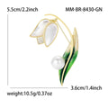 Copper Zircon Enamel Tulip Brooch Pin For Elegant Apparel view 5