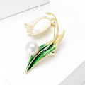 Copper Zircon Enamel Tulip Brooch Pin For Elegant Apparel view 2