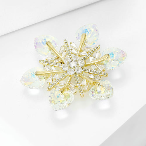 Alloy Rhinestone Colorful Snowflake Brooch Pin For Garment Accessories