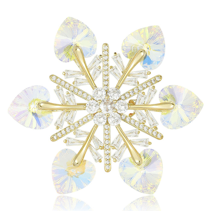 Alloy Rhinestone Colorful Snowflake Brooch Pin For Garment Accessories