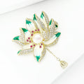 Alloy Enamel Green Lotus Brooch Pin Pendant For Apparel view 3