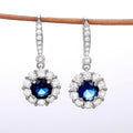Elegant Sapphire Blue Zircon Long Drop Earrings For Women Anniversary Gift Fashion Jewelry view 2