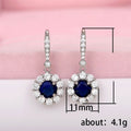 Elegant Sapphire Blue Zircon Long Drop Earrings For Women Anniversary Gift Fashion Jewelry view 5