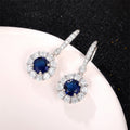 Elegant Sapphire Blue Zircon Long Drop Earrings For Women Anniversary Gift Fashion Jewelry view 3