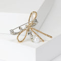 Alloy Rhinestone Textured Bow Brooch For Suit Lapel Decoration view 3