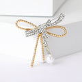 Alloy Rhinestone Textured Bow Brooch For Suit Lapel Decoration view 1