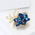 Copper Zircon Blue Rose Flower Brooch Pin For Elegant Womens Apparel view 3