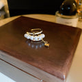 Gold Plated Copper Hollow Heart Zircon Pearl Chain Tassel Clip-on Earrings For Women view 2