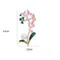 Copper Enamel Orchid Brooch With Zircon For Elegant Floral Apparel view 5