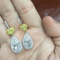 Luxury Two Tone Plated Heart And Large Teardrop Bridal Earrings With AAA Zircon Micro Pave view 6