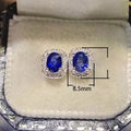 Vintage French Palace Style Mini Stud Earrings With Four Prong Oval Sapphire Blue Zircon view 5
